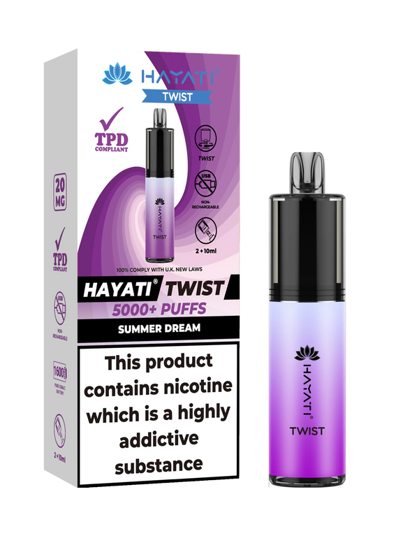 HAYATI TWIST 5000 PUFFS VAPE Box of 5 HayatiNot Found