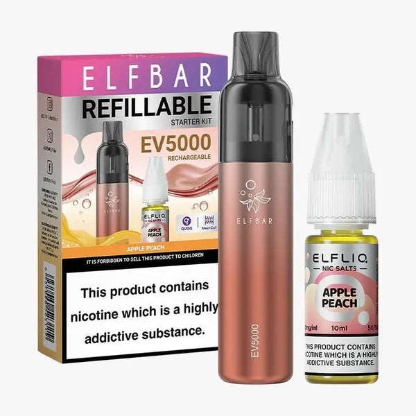 Elf Bar EV5000 Starter Kit & Elfliq Nic Salt 10ml E-Liquid Combo Pack Vape Mart UK